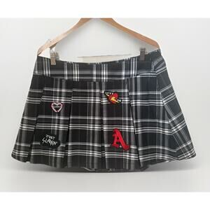 Y2K Punk Black White Plaid Pleated Mini Skirt Grunge Schoolgirl Skater Cosplay
